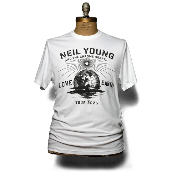 2025 Love Earth Tour Dateback Tee (White) | Neil Young US Official